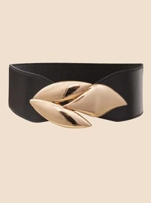 Leaf Decor Corset Belt - Black - View 1