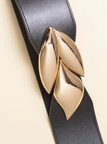 Leaf Decor Corset Belt - Black - View 4