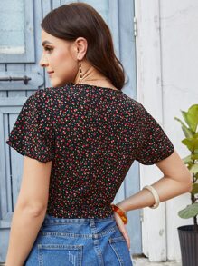 SHEIN Clasi 碎花側打結上衣 - 彩色 - 查看 2
