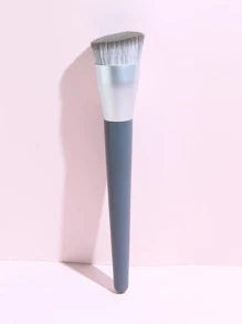1pc Asymmetric Triangular Tube Wooden Handle Foundation Brush, Bb Cream Makeup Brush Foundation Brush Oblique Head Loose Powder Brush Makeup Tools, Soft Bristles For Smooth Application Perfect For Makeup Artists And Beginners - Blue - View 1