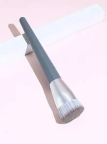 1pc Asymmetric Triangular Tube Wooden Handle Foundation Brush, Bb Cream Makeup Brush Foundation Brush Oblique Head Loose Powder Brush Makeup Tools, Soft Bristles For Smooth Application Perfect For Makeup Artists And Beginners - Blue - View 2