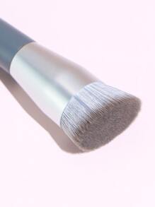 1pc Asymmetric Triangular Tube Wooden Handle Foundation Brush, Bb Cream Makeup Brush Foundation Brush Oblique Head Loose Powder Brush Makeup Tools, Soft Bristles For Smooth Application Perfect For Makeup Artists And Beginners - Blue - View 3