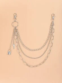Street Punk Lock & Key Charm Pants Chain-Travel Beach Chain For Women Halloween - Silver - View 2