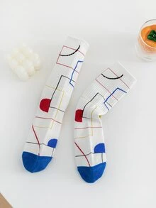 Calcetines de tripulación estampado geométrico - Multicolor - Ver 2