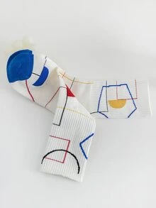 Calcetines de tripulación estampado geométrico - Multicolor - Ver 3