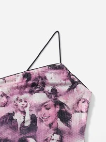 SHEIN ICON Figure Graphic One Shoulder Bodycon Dress - Multicolor - View 3