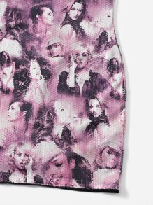 SHEIN ICON Figure Graphic One Shoulder Bodycon Dress - Multicolor - View 5