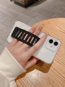 Clear Hand Strap Phone Case - Black - View 2
