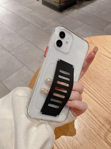 Clear Hand Strap Phone Case - Black - View 5