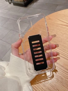 Clear Hand Strap Phone Case - Black - View 6