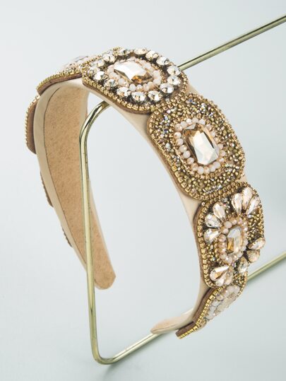 1 pieza Diadema con Cristales Estilo Retro Glamoroso (Color Aleatorio de los Cristales), Aro para el Cabello Accesorio para el Cabello y la Cabeza para Mujeres