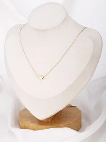 1pc Heart Decor Necklace, Stainless Steel Jewelry - Yellow Gold - View 2