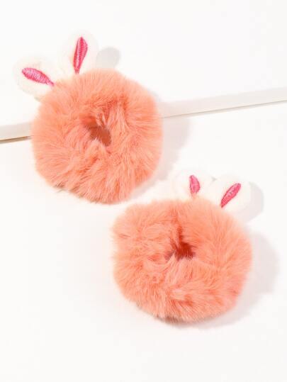 2入組小女童毛絨髮圈