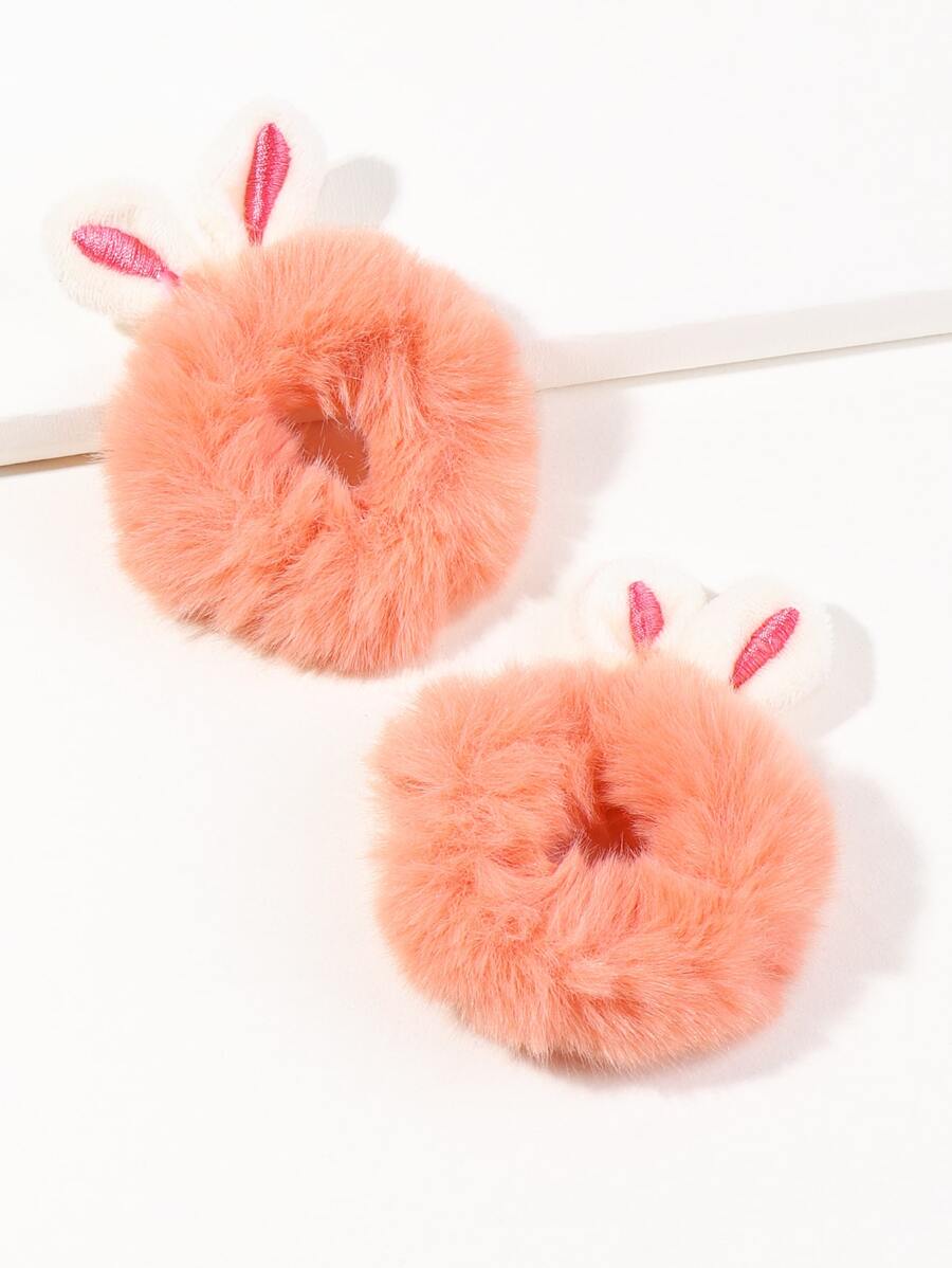 2入組小女童毛絨髮圈 - 粉色 - 查看 1