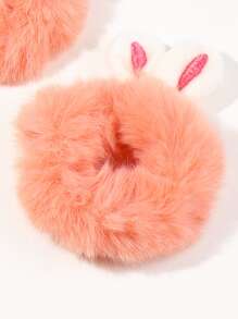 2入組小女童毛絨髮圈 - 粉色 - 查看 3