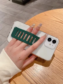 Clear Hand Strap Phone Case - Dark Green - View 2