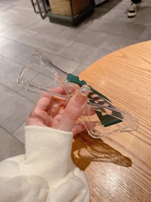 Clear Hand Strap Phone Case - Dark Green - View 4