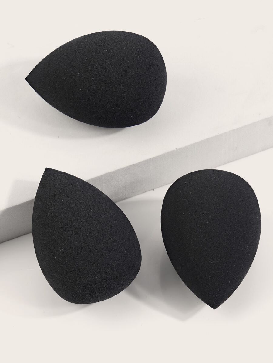 MAANGE 3pcs Large Water Drop Makeup Sponges, Soft & Skin-Friendly, Convenient For Travel, Makeup, Room Decor, Vanity, Bedroom, Makeup Accessories, Powder Puff, Makeup Sponge, Loose Powder Puff, Makeup Sponge, Affordable, Christmas Gift, Cosmetics, Makeup Tools, Great Value Gift, Gift For Her, Christmas Present - Black - View 1