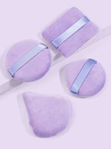 4入組化妝粉撲套裝柔軟三角粉礦物粉撲適用於面部彩妝 - 紫色 - 查看 1