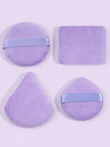 4入組化妝粉撲套裝柔軟三角粉礦物粉撲適用於面部彩妝 - 紫色 - 查看 2