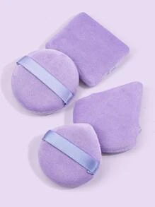 4入組化妝粉撲套裝柔軟三角粉礦物粉撲適用於面部彩妝 - 紫色 - 查看 4