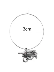 12pcs Ring & Pendant Wine Glass Charms For Party, Gathering - Silver - View 6