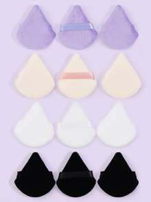 Bộ 12 Bông Trang Điểm Mềm Tam Giác Bột Khoáng Puff Dành Cho Trang Điểm Mặt Thứ Sáu Đen - Nhiều màu - Xem 1