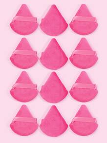 Maange 12入組絨面三角粉撲,柔軟肌膚友好化妝撲,化妝工具方便攜帶旅行 - 玫紅色 - 查看 1