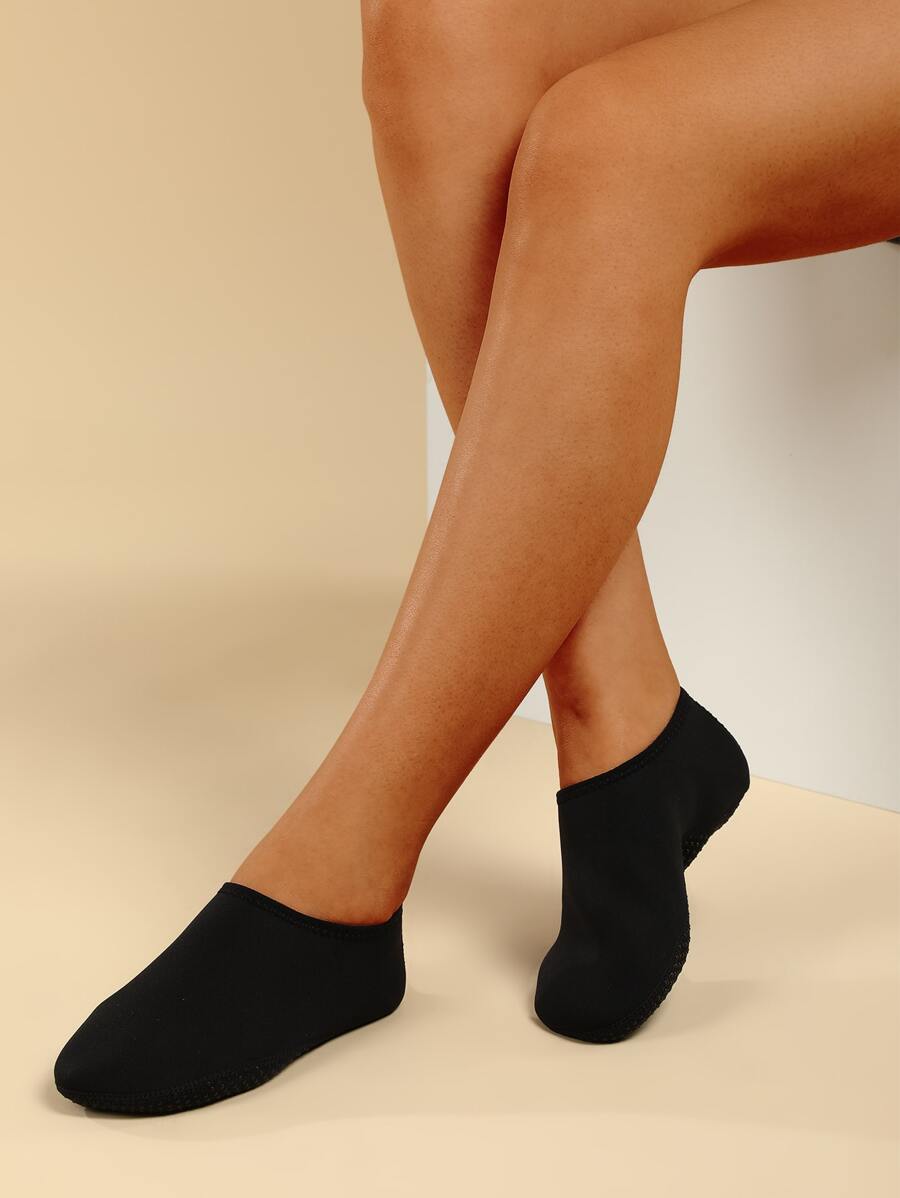 Women Minimalist Slip On Aqua Socks, Sporty Outdoor Water Shoes - Black - View 1