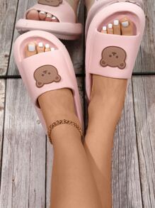 Chanclas con diseño de oso de dibujos animados - Rosa - Ver 5