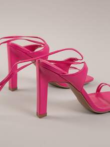 Zapatos de tacón de aguja de recubierto guateado con diseño estilete - Rosa Fucsia - Ver 3
