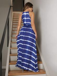 SHEIN SXY 紮染前繫帶A字洋裝