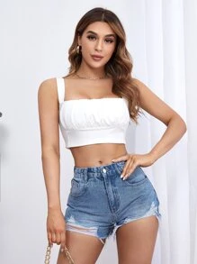 Shorts en mezclilla con lavado ligero bajo crudo - Lavado ligero - Ver 4