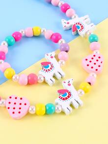 女孩愛心裝飾串珠手鏈和項鏈 - 彩色 - 查看 5