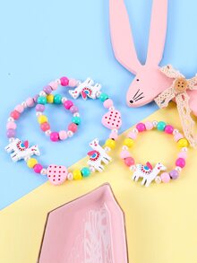 女孩愛心裝飾串珠手鏈和項鏈 - 彩色 - 查看 6