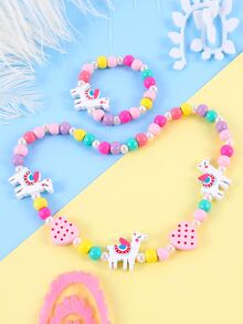 女孩愛心裝飾串珠手鏈和項鏈 - 彩色 - 查看 7