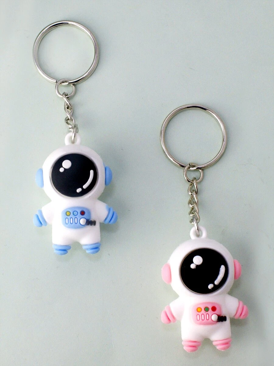 2pcs Astronaut Charm Keychain for gifts, wallets, school bags, backpacks, and satchels - Multicolor - View 1