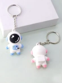 2pcs Astronaut Charm Keychain for gifts, wallets, school bags, backpacks, and satchels - Multicolor - View 2
