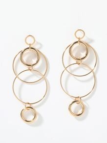 圓形耳墜 - 金黃色 - 查看 2