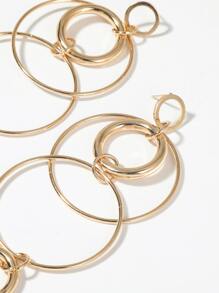 圓形耳墜 - 金黃色 - 查看 3