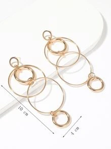 圓形耳墜 - 金黃色 - 查看 4