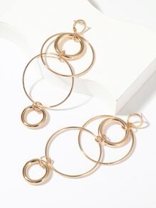 圓形耳墜 - 金黃色 - 查看 5