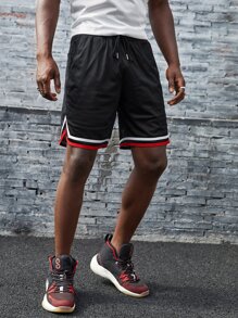 Manfinity Men Varsity Print Mesh Top And Shorts Set - Black and White - View 7