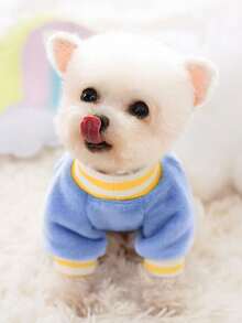 Cartoon Embroidered Pet Sweatshirt - Blue - View 3