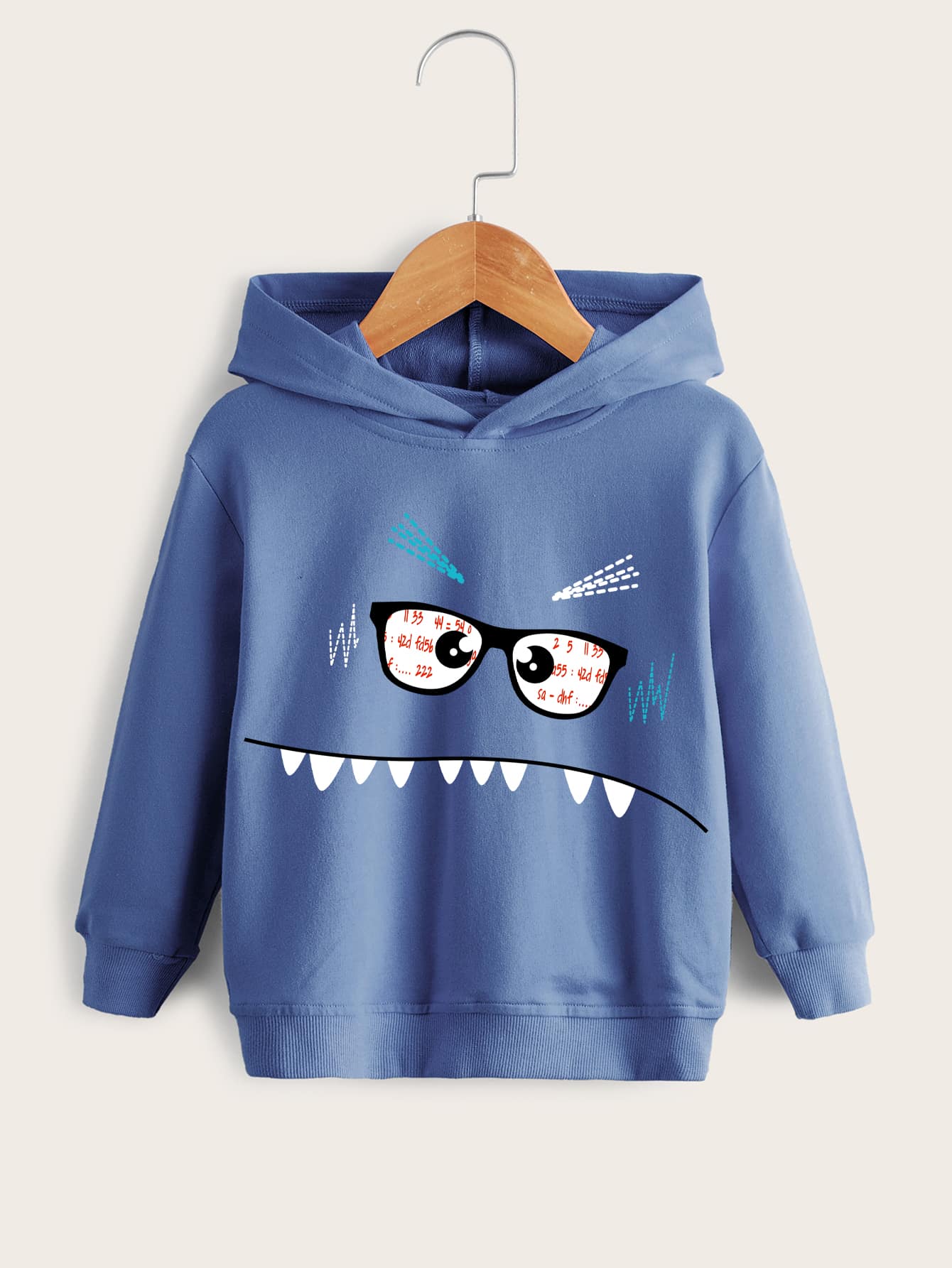 Áo nỉ bé trai Hoạt hình Lá thư Giải trí - Màu xanh lam - Xem 1