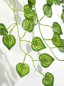 1入/2入假藤蔓人造常春藤掛植物，假絲葉綠色花環藤蔓，適用於室內外園藝門牆掛籃婚禮派對桌面裝飾 - 綠色 - 查看 2