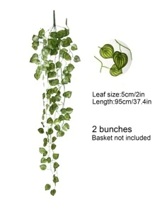 1入/2入假藤蔓人造常春藤掛植物，假絲葉綠色花環藤蔓，適用於室內外園藝門牆掛籃婚禮派對桌面裝飾 - 綠色 - 查看 3