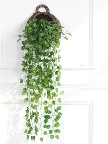 1入/2入假藤蔓人造常春藤掛植物，假絲葉綠色花環藤蔓，適用於室內外園藝門牆掛籃婚禮派對桌面裝飾 - 綠色 - 查看 4