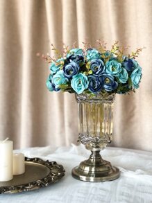 1bunch Artificial Rose, Faux Flower Bouquet For Home Decor - Blue - View 1