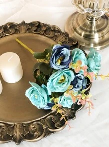 1bunch Artificial Rose, Faux Flower Bouquet For Home Decor - Blue - View 3